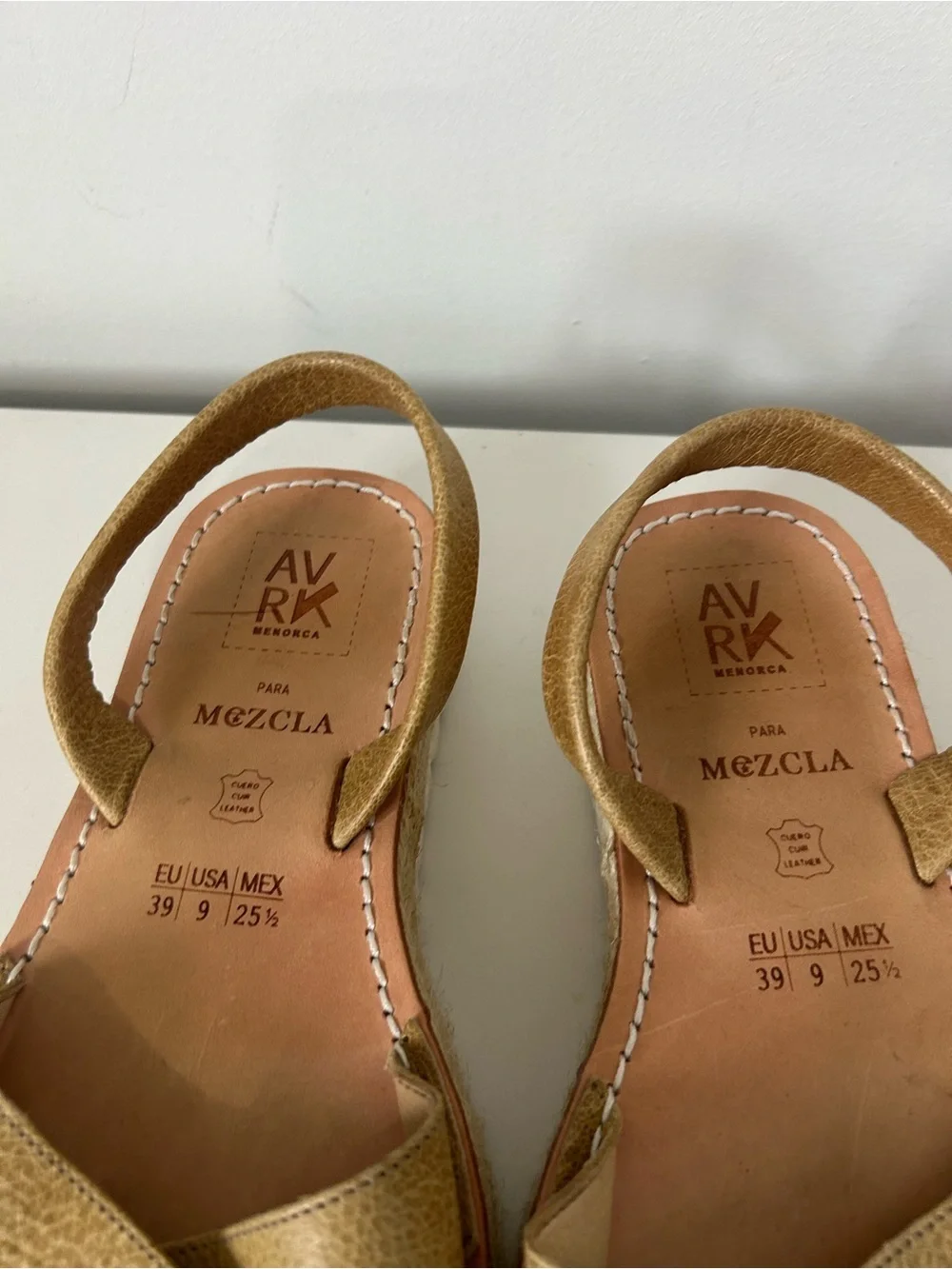 AVRK Avaraca Mezcla Espadrille Platform Leather Sandals Size 9 boho beach chic